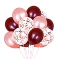 thumbnail image 1 of 50 globos de látex sencillos de 12 pulgadas para decoración de bodas, fiestas y cumpleaños (20 rojos vino, 20 dorados rosa y 10 confeti dorados rosa)., 1 of 6