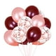 thumbnail image 1 of 50 globos de látex sencillos de 12 pulgadas para decoración de bodas, fiestas y cumpleaños (20 rojos vino, 20 dorados rosa y 10 confeti dorados rosa)., 1 of 6