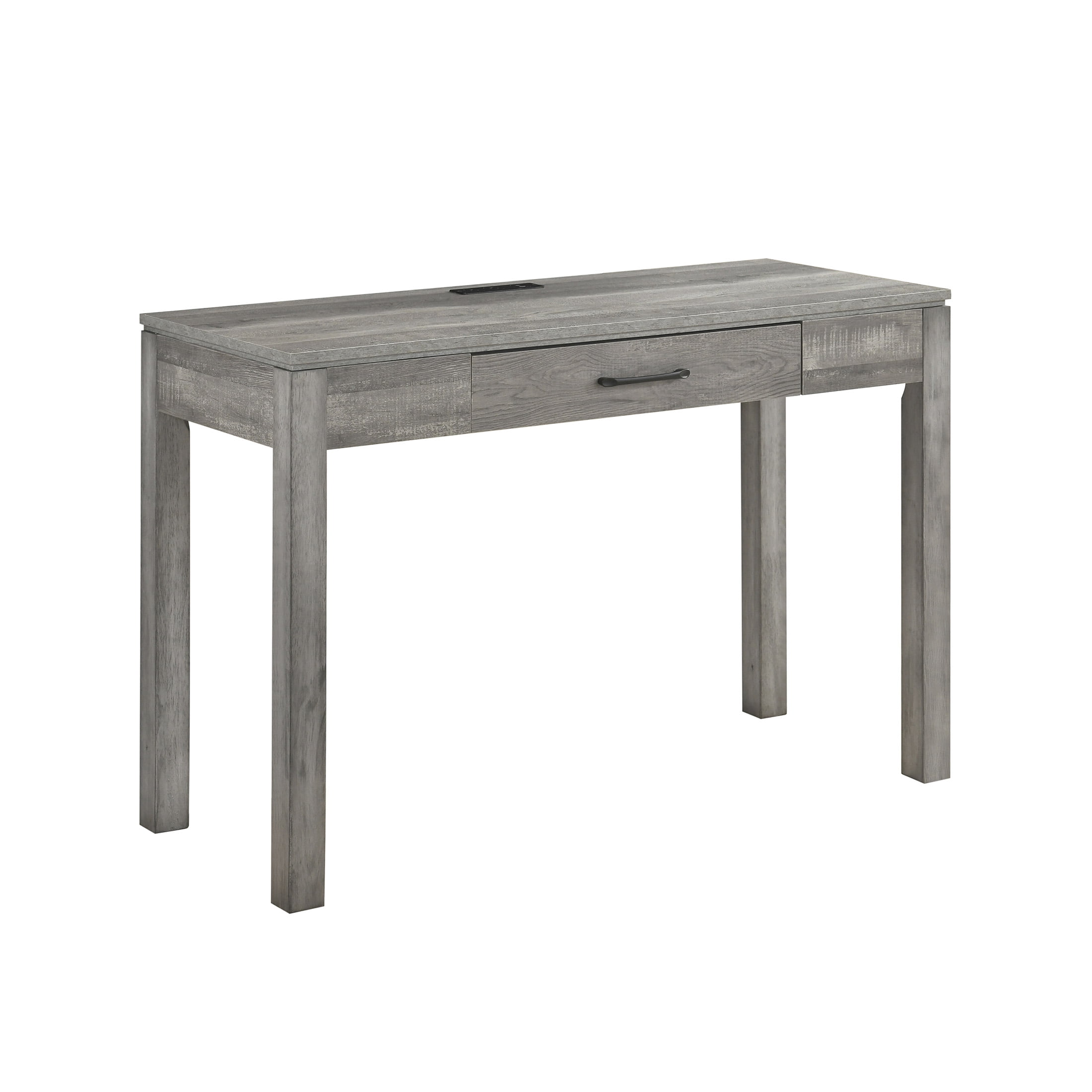 OakvillePark Avenshire Wood Rectangle Writing Desk with Power Outlet and USB Charging Port, Gray
