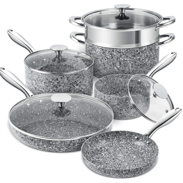 Juego de utensilios de cocina MICHELANGELO Stone, 10 piezas, ultra antiadherentes