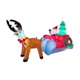 thumbnail image 1 of Inflable Navidad Santa y renos en trineo decoración navideña iluminada ornamento led resistente poliéster apto para jardín eventos tienda interior exterior 190cmx100cmx156cm, 1 of 9