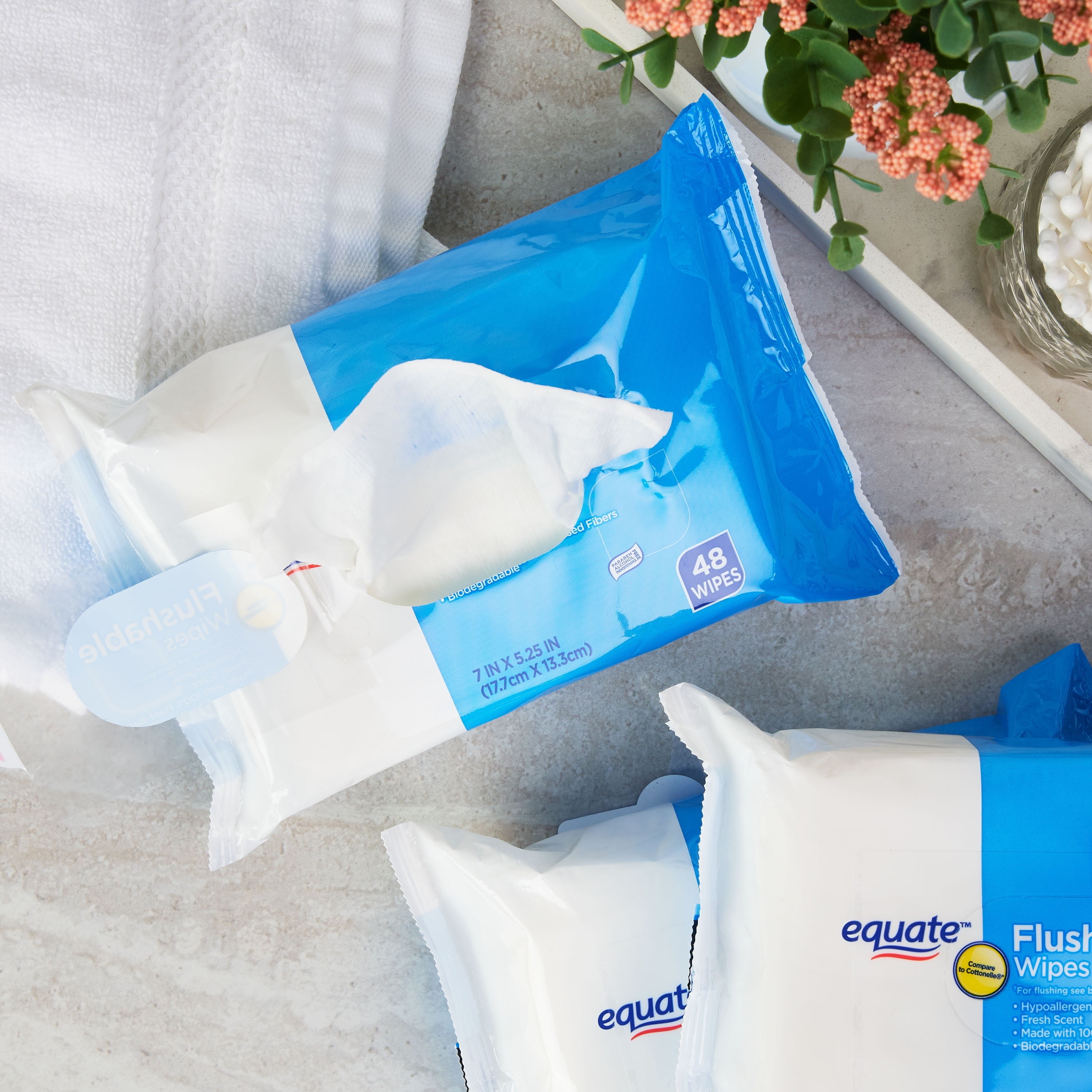 (8 pack) Equate Flushable Wet Wipes, Fresh Scent, 144 Wipes, 3 Pack