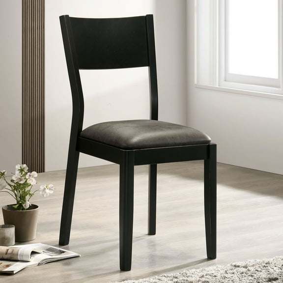Furniture of America Milo Padded Wood Black and Gray Side Chairs (Set of 2)