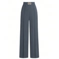 thumbnail image 2 of Wide Leg Pants Women Straight Elastic High Waisted Work Slacks Business Casual Pleated Dress Pants Trousers Dark Gray S, 2 of 4