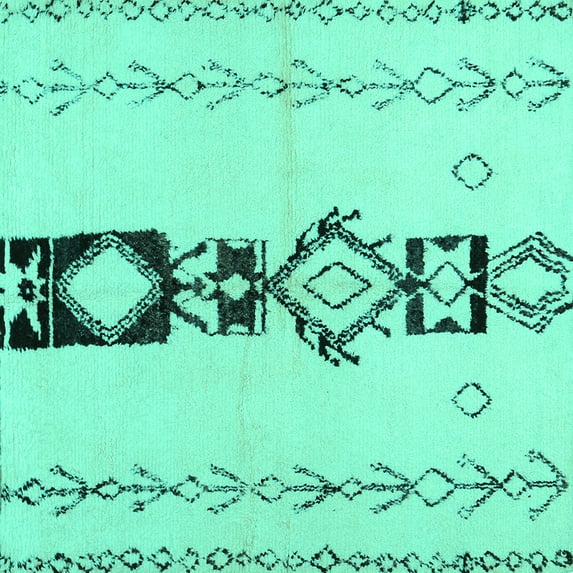 Ahgly Company Machine Washable Indoor Square Solid Turquoise Blue Modern Area Rugs, 5' Square