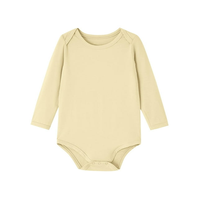 Pisexur Vêtements pour Bébé Garçon 3-24 m Coton Cache-Couche à Manches Longues pour Nourrisson Bébé Décontracté Col Ras du Cou Cache-Couches pour Bébé Bas Classique Fermeture à Boutons-Pression Barboteuse pour Bébé Fille Combinaison Légère et Mignonne pour Nouveau-Nés Beige