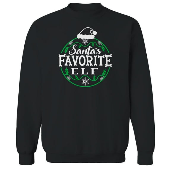 Christmas Holiday Santas Favorite Elf Graphic Black Men's Cotton Pullover Sweatshirt