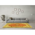 thumbnail image 3 of Ahgly Company Machine Washable Indoor Square Medallion Yellow Traditional Area Rugs, 3' Square, 3 of 4