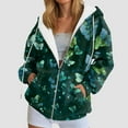 thumbnail image 2 of Xudanell Fall Sweatshirts for Women Cute Butterfly Floral Print Hoodies Vintage Clothes Zipper Fall Jackets Breathable Pocket Tops, 2 of 7