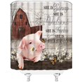 thumbnail image 3 of Farmhouse Animal Shower Curtain Funny Pig Rustic Flower Butterfly Daisy Gray Wooden Board Fabric Bathroom Decor Set with Hooks Fabric Bathroom Decor Set with Hooks（84" Wx70 H）, 3 of 3
