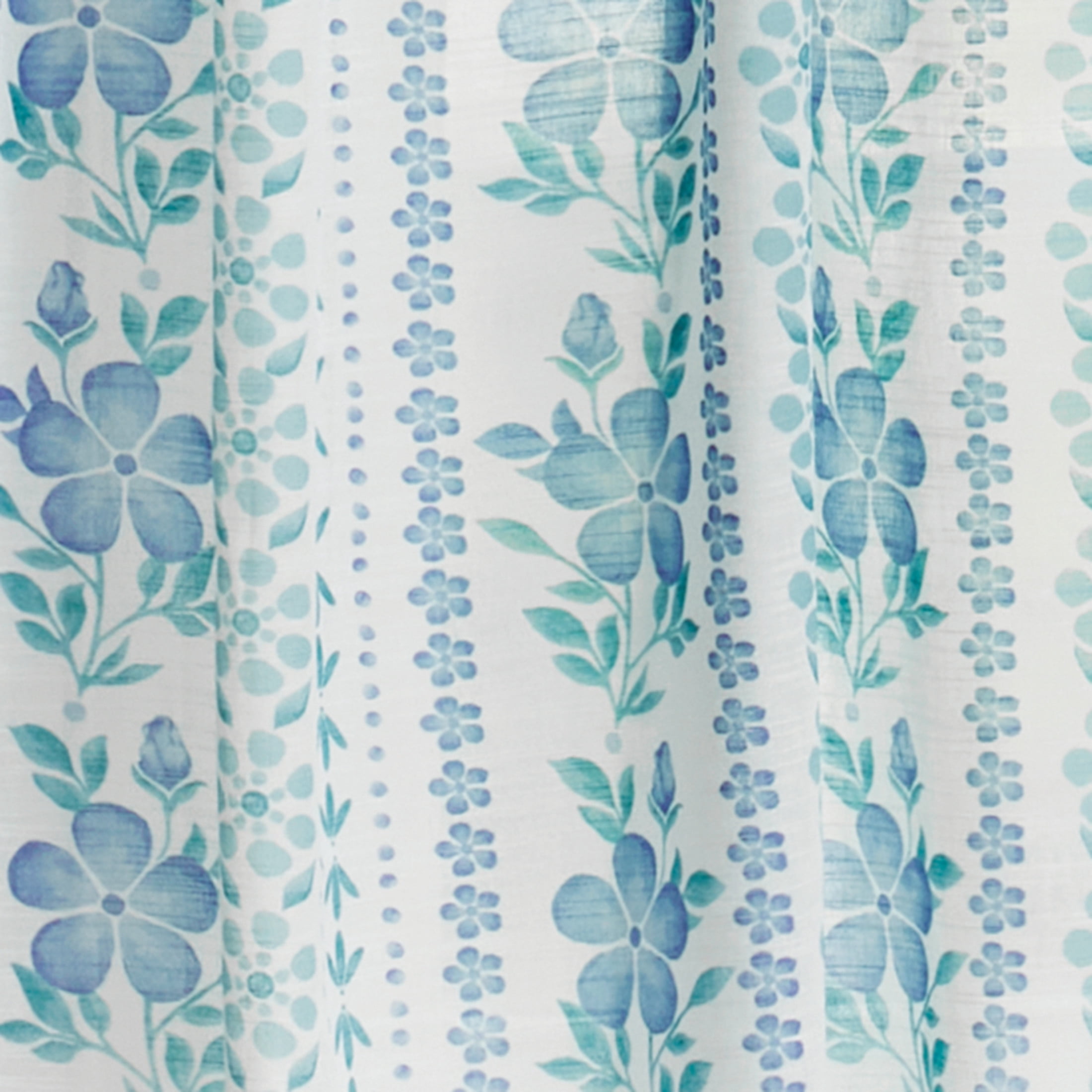 The Pioneer Woman Hattie Stripe 2 Pack Curtain Panel, BCI Cotton, Floral, Blue, RodPocket, 40" W x 84" L