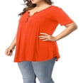 thumbnail image 3 of CHOK Chemise Henley Grande Taille pour Femmes Été Décontractée Manches Courtes Col en V Boutonnée Tunique Plissée, 3 of 8