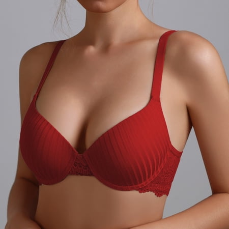 PInxai Bras for Women Lace Adjustable Straps Supportive Push up Lifted Bras Comfortable Stretchy Daily Underwear Red 85B