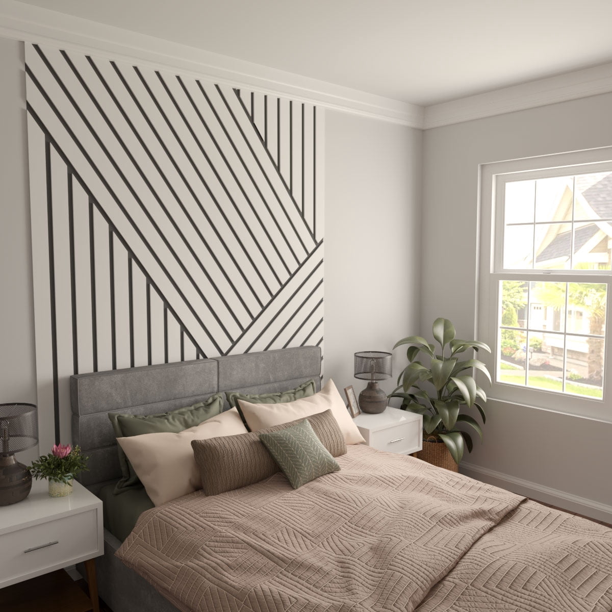 Ekena Millwork 47"H x 3/8"T Adjustable PVC Slat Wall Panel Kit with 3"W Slats, Unfinished (contains 15 Slats)