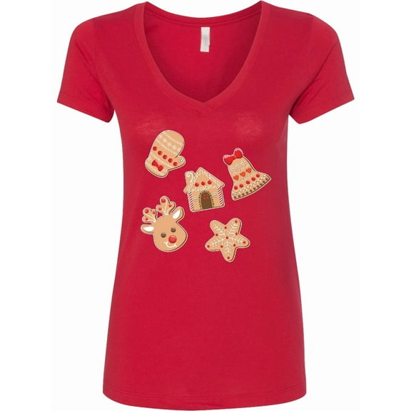 Inktastic Christmas Gingerbread Cookies Women's V-Neck T-Shirt