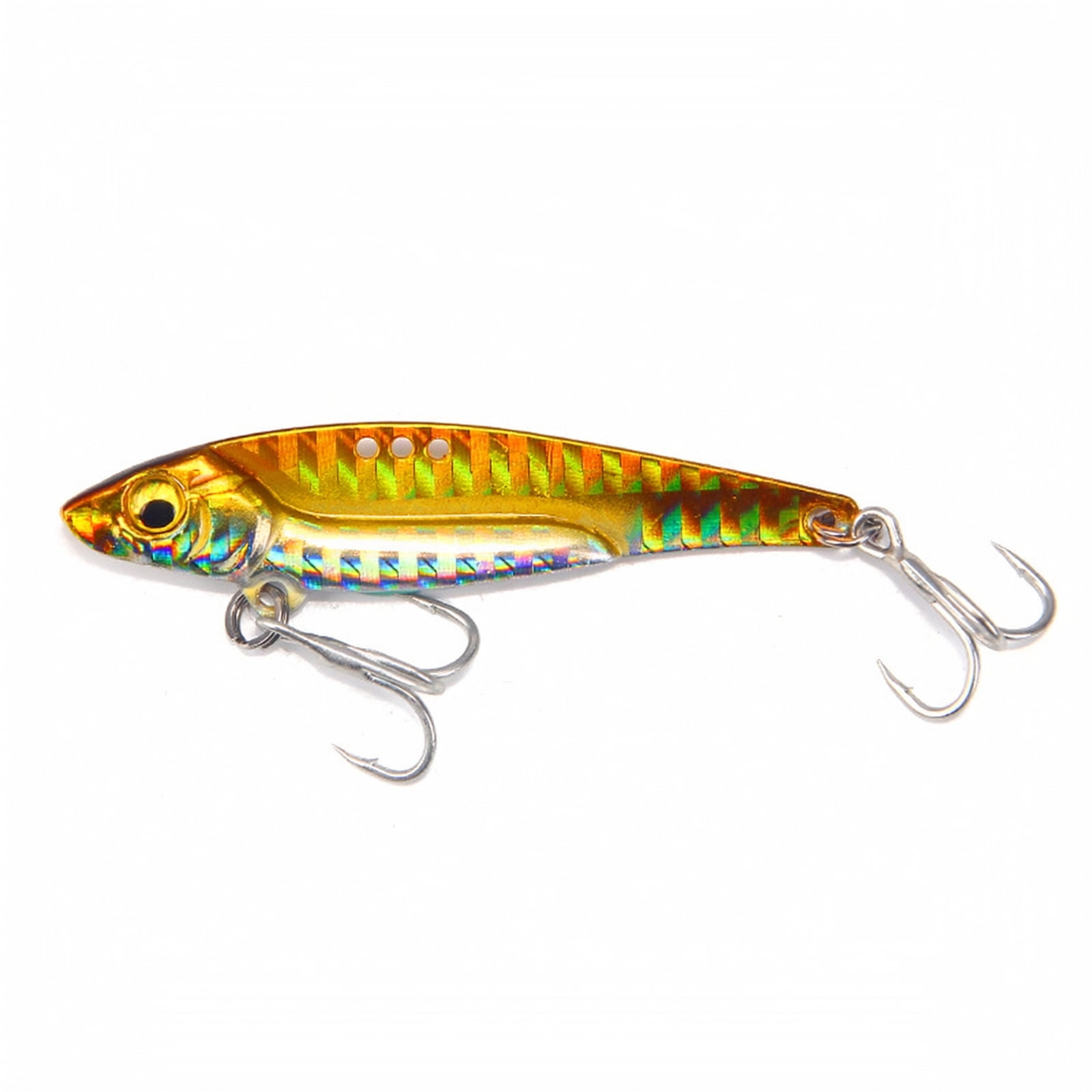 Copper VIB Blade Bait Fishing Lure Sinking Metal Lipless Crankbait with 2 Treble Hooks for Bass Walleye Pike Orange S 0.28 oz 1.97 Inch