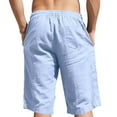 thumbnail image 4 of Coorders George Men's Cotton Linen Shorts, Summer Elastic Waist Drawstring Shorts Casual Solid Sports Workout Shorts, Light Blue, XXXL, 4 of 7