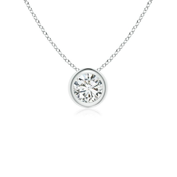 ANGARA Natural Bezel-Set Diamond Solitaire Pendant in 14K White Gold for Women (Size-4.1mm| Color-H| Clarity-SI2) | April Birthstone, Anniversary, Jewelry Gift for Women | Natural Diamond Necklace