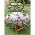 thumbnail image 3 of Outdoor Tablecloth with Umbrella Hole and Zipper, Watercolor Flowers Round Table Cloth 60 Inch Waterproof Tablecloth, Spring Hummingbird Butterflly Floral Picnic Table Cover for Patio Camping, 3 of 7
