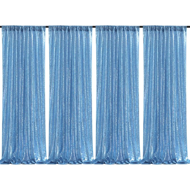 Telón de fondo QueenDream con lentejuelas azules, 61 x 244 cm, 4 unidades