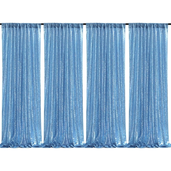 Telón de fondo QueenDream con lentejuelas azules, 61 x 244 cm, 4 unidades