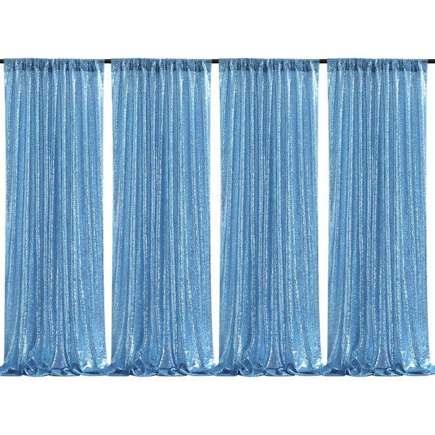 Telón de fondo QueenDream con lentejuelas azules, 61 x 244 cm, 4 unidades