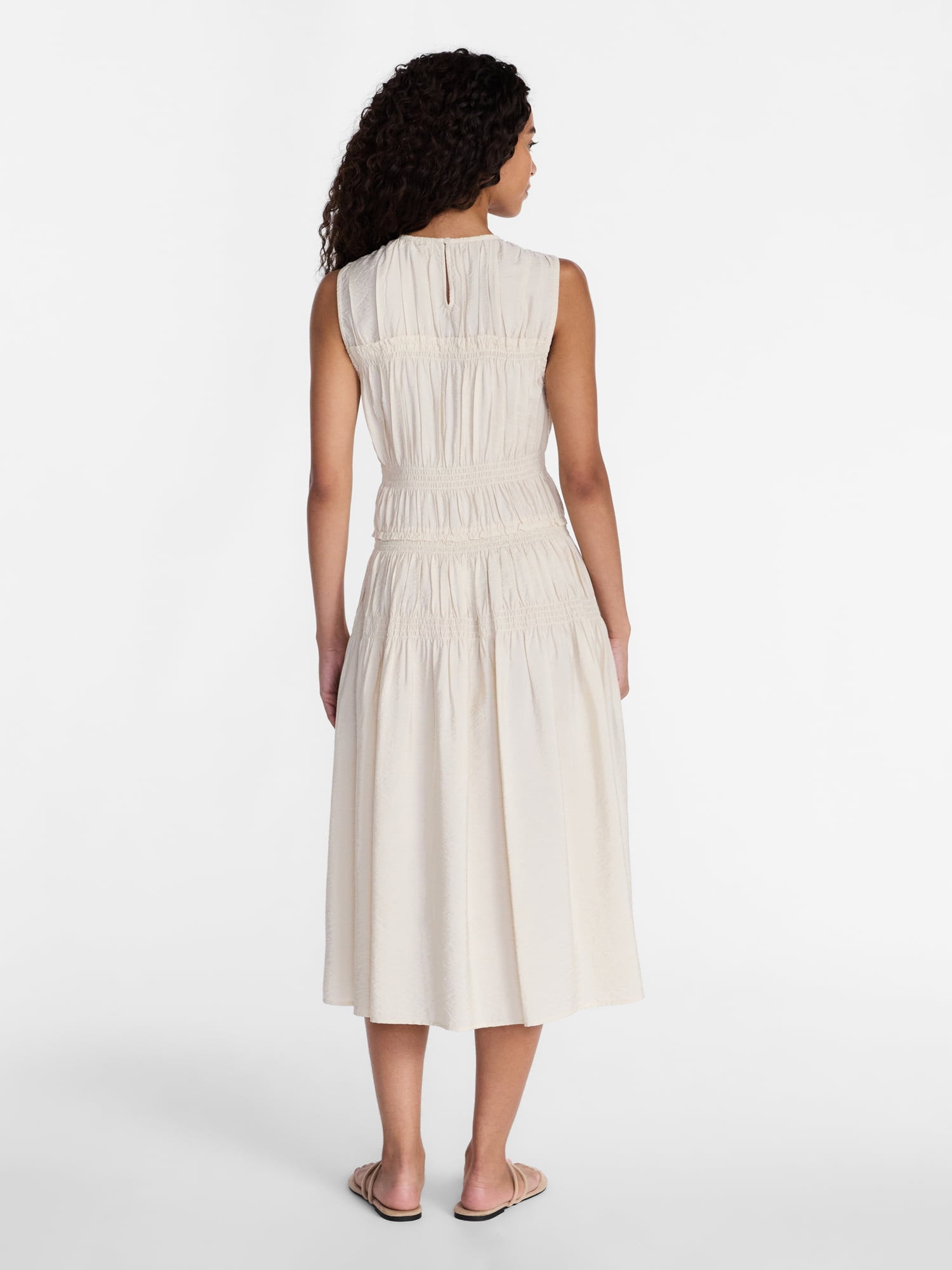 Time and Tru Women's Sleeveless Smocked Midi Dress, Sizes XS-XXXL