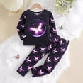 thumbnail image 4 of Odeerbi 2-8 Años Niñas Pijamas Que Brillan En La Oscuridad Conjuntos Luminosos de Dinosaurio Tops de Manga Larga Pantalones Conjunto de Pijama de Dos Piezas Noctilucente Deportivo, 4 of 9