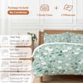 thumbnail image 6 of 3 Piece White Teal Spring Floral Duvet Cover Set Twin Size,Microfiber Comforter/Quilt Cover with Corner Ties and 2 Pillowcases,Watercolor Flowers Summer Botanical Soft Bedding with Zipper Closure, 6 of 8
