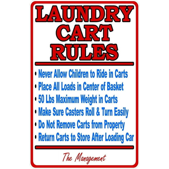 Laundry Cart Rules Laundromat Sign Coin Laundry Metal Sign Plaque Room Club Garage Wall Decor Home Decor Vintage Metal Tin Sign,Gifts For Father's 12×8 inch