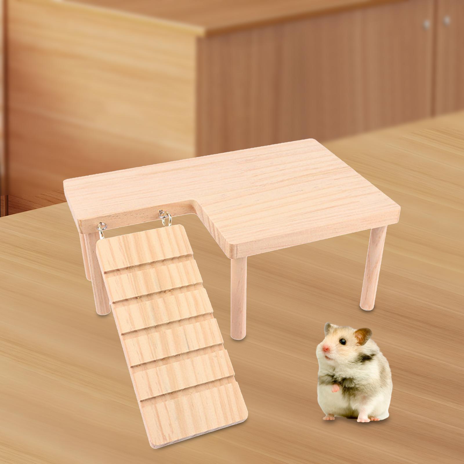 TOOYFUL Hamster Wooden platforms Toy Hamster Playground with Climbing Ladder Small Animal Climbing platforms for Mouse Chinchilla Rat left