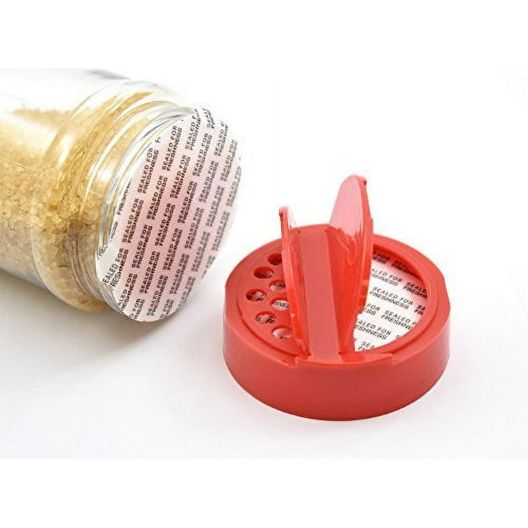 Spice Bottle 2oz (56gr) Clear PET with Sift & Spoon Red Lid / Aluminum Foil  Seal Liner | Spice jar - MIN ORDER OF 10 JARS