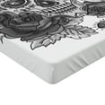 thumbnail image 2 of Ambesonne Sugar Skull Fitted Sheet, Roses Diamond Shape, Queen Size, Grey White, 2 of 3