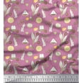 thumbnail image 1 of Soimoi Purple Poly Georgette Fabric Tea Bag,Herbs & Lemon Slice Vegetable Print Sewing Fabric Yard 42 Inch Wide, 1 of 1