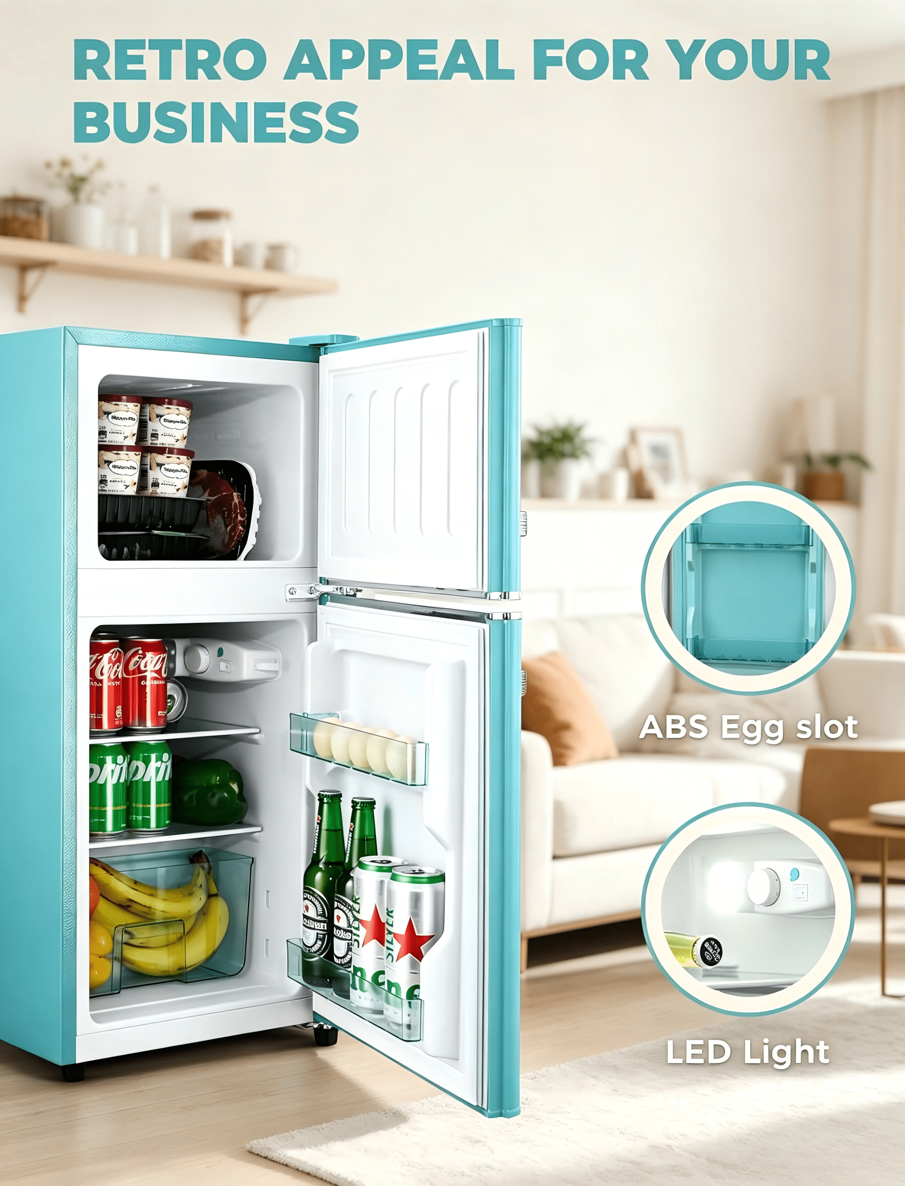 GGTB, Retro Compact Refrigerator, 3.0 cu.ft, Mint Blue - Walmart.com
