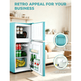 thumbnail image 3 of GGTB 3.0 cu.ft Retro Compact Refrigerator, Double Door Fridge with Freezer, Adjustable Thermostat & Glass Shelves for Dorm, Bedroom, Apartment, Office, Mint Blue, 3 of 7