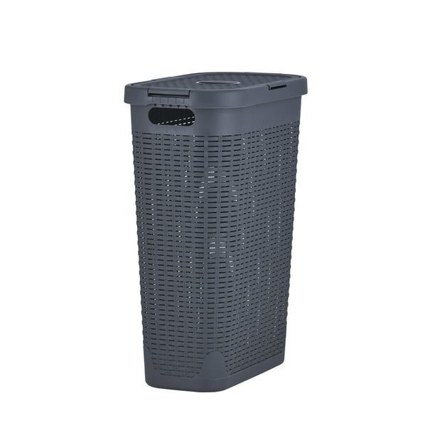 Laundry Basket, Laundry Hamper with Lid, 40-liter Deluxe Wicker Style ...