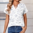 thumbnail image 6 of BOMYJESK Women's Tops Short Sleeve V Neck Tee Shirts Business Casual Floral Print Basic Blouses 2026 Spring Trendy Beach Vacation Loose Fit Clothes White XL, 6 of 7