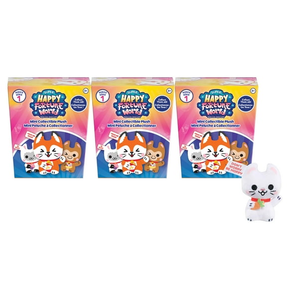 Super Happy Fortune World Mini Peluches Stylisées de Collection, Lot de 3, Jouets pour Enfants à Partir de 3 Ans par Just Play