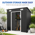 thumbnail image 2 of 6x4 FT Metal Storage Shed, Galvanized Steel Outdoor Garden Shed with Sliding Double Doors, Air Vents, Sloped Roof & Threshold, Weatherproof Floorless Tool Shed for Backyard Patio Lawn, Black, 2 of 9