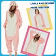 thumbnail image 2 of SWEETXIN Adult Pink Penguin Unisex Onesie Pajamas Halloween Cosplay Costume Suit for Women and Men Jumpsuit SizeXL, 2 of 7