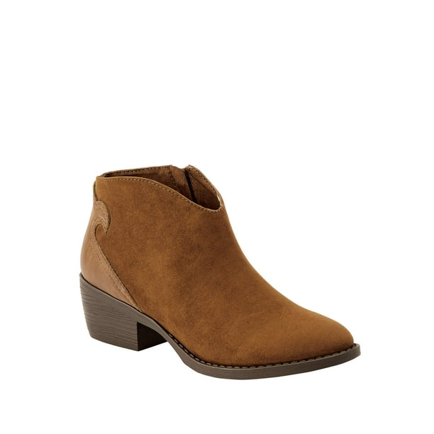Melrose Ave - Melrose Ave Vegan Suede Western Side Zip Low Block Heel Bootie (Women's) - Walmart
