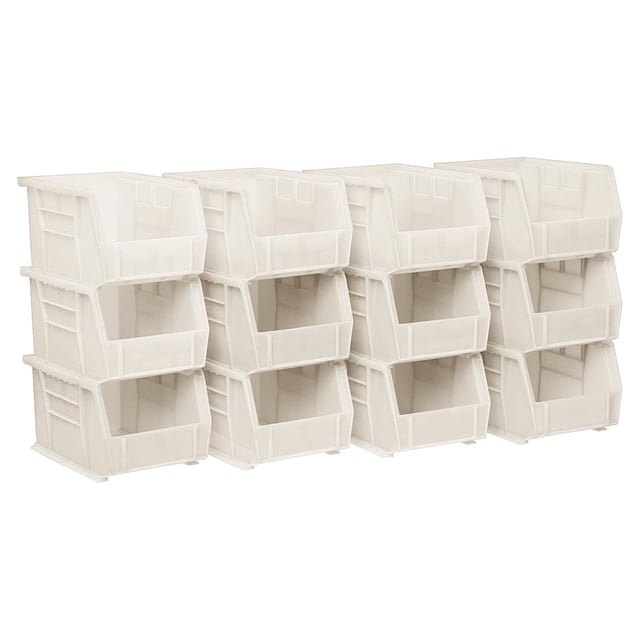 Akro-Mils 12 Pack AkroBins Plastic Storage Bins, Space-Saving Organizers, Stone