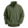 thumbnail image 4 of Iyufng Boys Kids Waffle Texture Quarter Zip Mock Neck Sweatshirts Ribbed Cuff & Hem Relaxed Fit Daily School Long Sleeve Pullover, 4 of 9