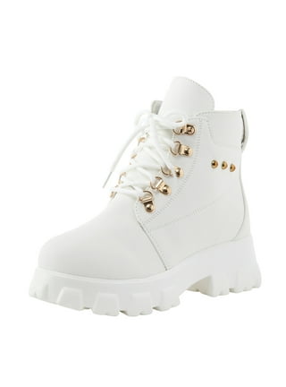 White flatform chunky hiker boot trainer cheap