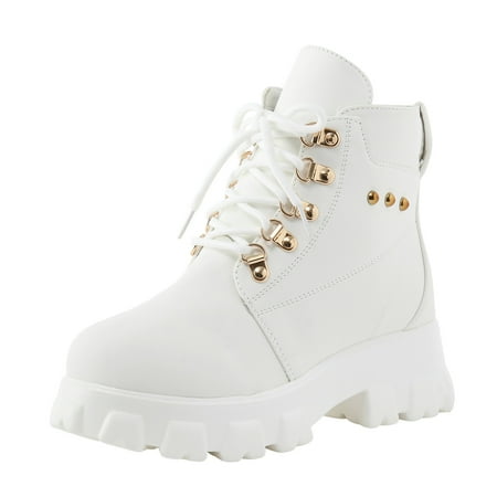 

Ki-8Jcud Women Snowboots Ladies Fashion Solid Color Leather Casual Biker Boots Lace Up Platform Booties Womens Cowboy Booties And Boots Boots For Women Wide Width Low Boots For Women Boots For Women