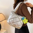 thumbnail image 4 of Bolso de mano hinchado para mujer ligero acolchado con asa superior bolso holgado con colgante, 4 of 9