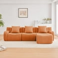 thumbnail image 3 of Boneless Cloud Couch Modular Sectional Sofa, 115.3" L Shaped Couch 3 Seater Comfy Teddy Sofa, Deep Seat Sectional Couches for Living Room, Modern Oversized Compressed Sofas No Assembly, Orange, 3 of 11