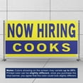 thumbnail image 3 of Now Hiring Cooks 13 oz Heavy Duty Vinyl Banner Cook Jobs Available Line Cook Help Wanted Sign for Business Advertising Indoor/Outdoor Single-Sided with Metal Grommets (2x5 ft, Ye & Bl), 3 of 6