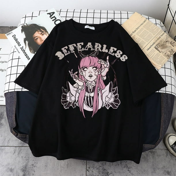 Verano Goth mujer camiseta estetica suelta mujeres T shirt Punk oscuro Grunge Streetwear senoras gotico Top camisetas Harajuku ropa y2kpangjing Walmart en linea